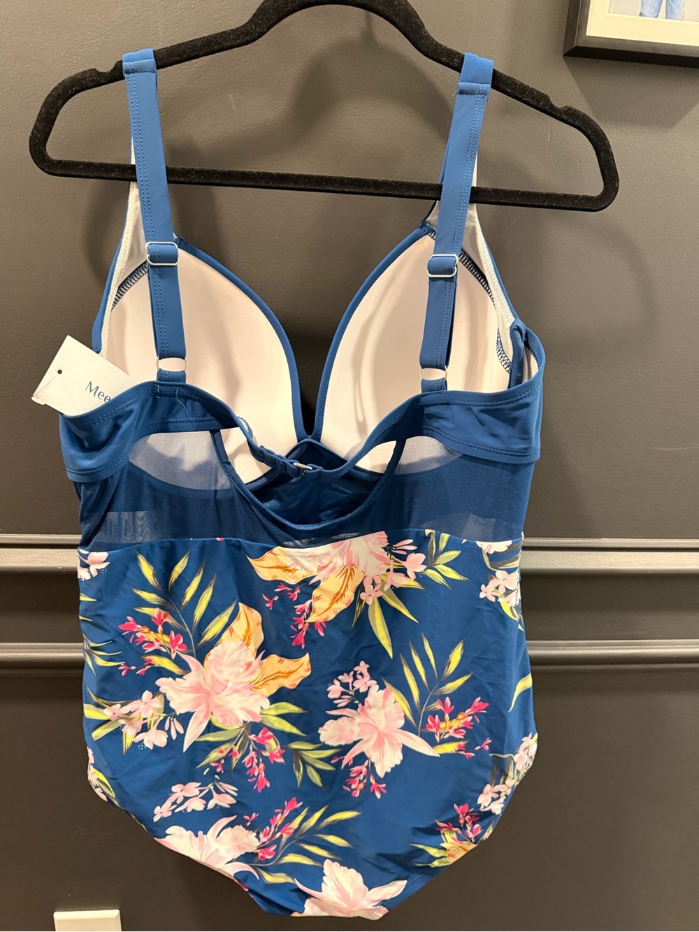 PREMcurve Floral Print Cut Out Mesh Underwire One Piece Swimsuit - Picture 5 of 7